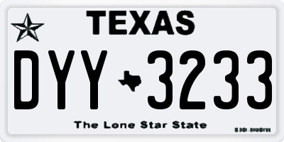 TX license plate DYY3233