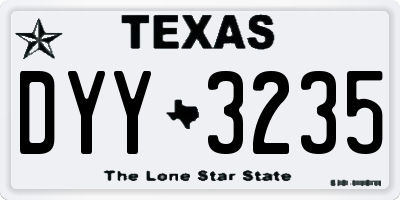 TX license plate DYY3235
