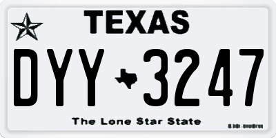 TX license plate DYY3247
