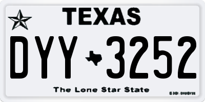 TX license plate DYY3252
