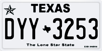 TX license plate DYY3253