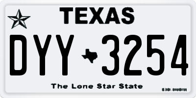 TX license plate DYY3254