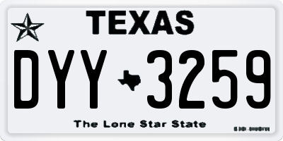 TX license plate DYY3259
