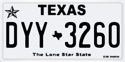 TX license plate DYY3260