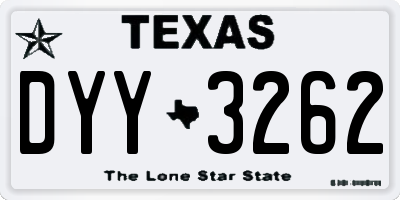 TX license plate DYY3262