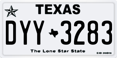 TX license plate DYY3283