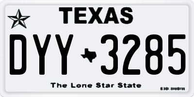 TX license plate DYY3285