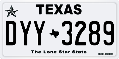 TX license plate DYY3289