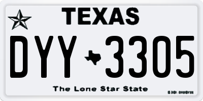 TX license plate DYY3305