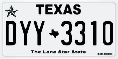 TX license plate DYY3310