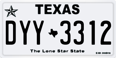 TX license plate DYY3312