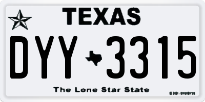 TX license plate DYY3315