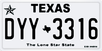 TX license plate DYY3316