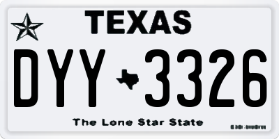 TX license plate DYY3326