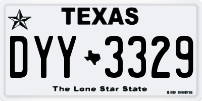 TX license plate DYY3329