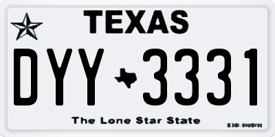 TX license plate DYY3331