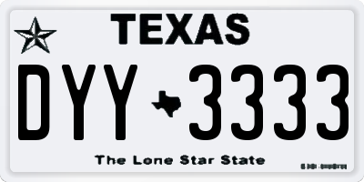 TX license plate DYY3333