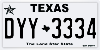 TX license plate DYY3334