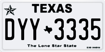 TX license plate DYY3335