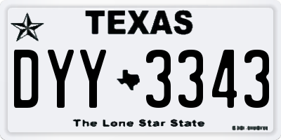 TX license plate DYY3343
