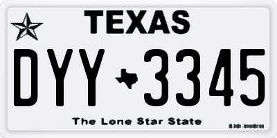 TX license plate DYY3345