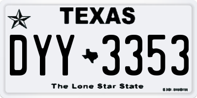 TX license plate DYY3353