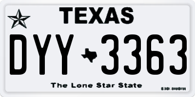 TX license plate DYY3363