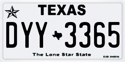 TX license plate DYY3365