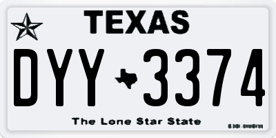 TX license plate DYY3374