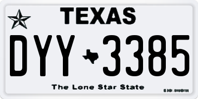 TX license plate DYY3385