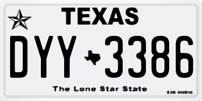TX license plate DYY3386