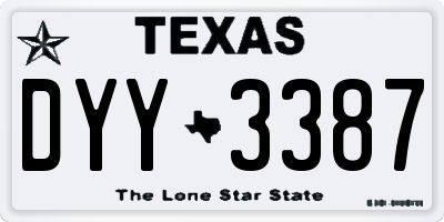 TX license plate DYY3387