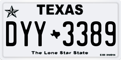 TX license plate DYY3389