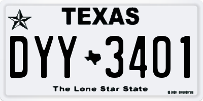 TX license plate DYY3401