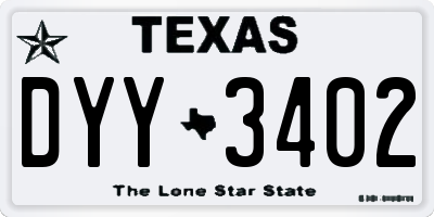 TX license plate DYY3402