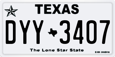 TX license plate DYY3407