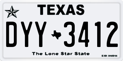 TX license plate DYY3412