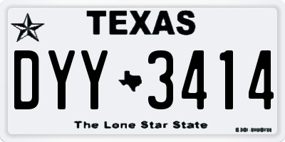 TX license plate DYY3414