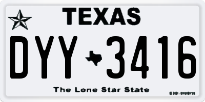 TX license plate DYY3416