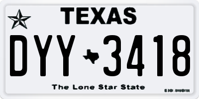 TX license plate DYY3418