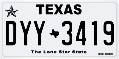 TX license plate DYY3419