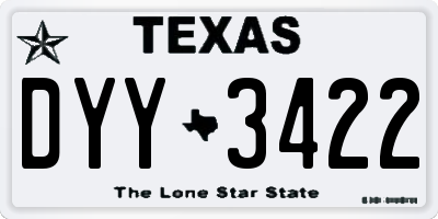 TX license plate DYY3422
