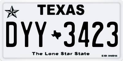 TX license plate DYY3423