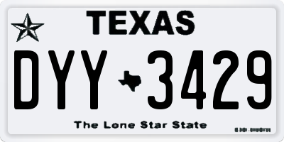 TX license plate DYY3429