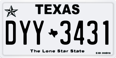 TX license plate DYY3431
