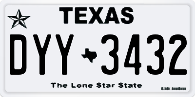 TX license plate DYY3432