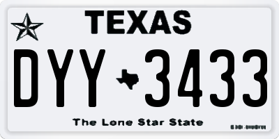 TX license plate DYY3433