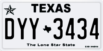 TX license plate DYY3434