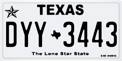 TX license plate DYY3443