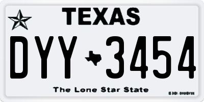 TX license plate DYY3454